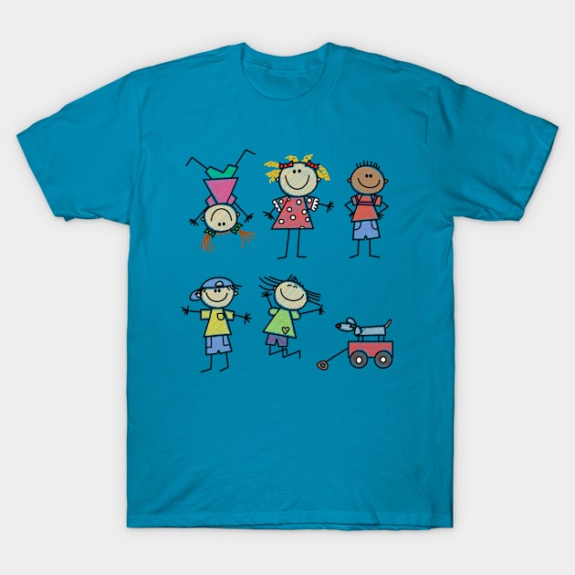 Kids Playing Artwork T-Shirt by TforU